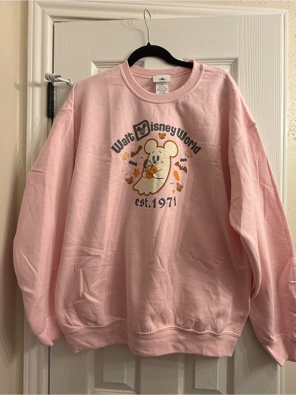 Disney Pink Graphic Crewneck Sweatshirt adult Med NWT